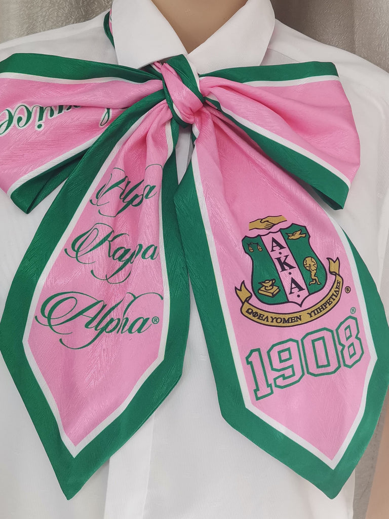 Beautiful AKA Pink & Green White Silk Stole/Scarf