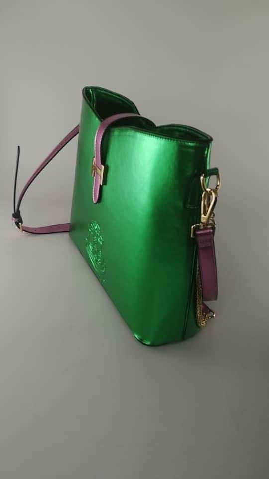 “Beautiful Pearlized Pink & Green HandBag of Distinction II” (IN-STOCK)