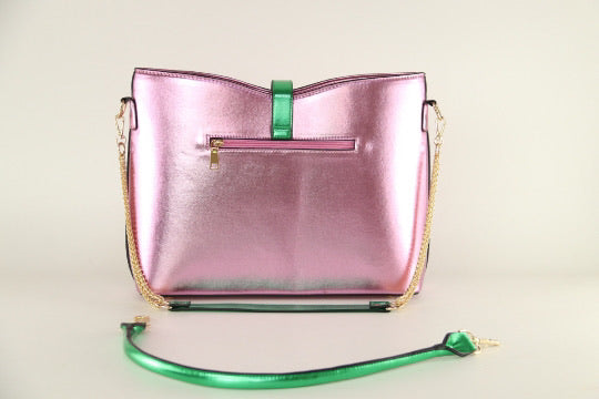 “Beautiful Pearlized Pink & Green HandBag of Distinction II” (IN-STOCK)