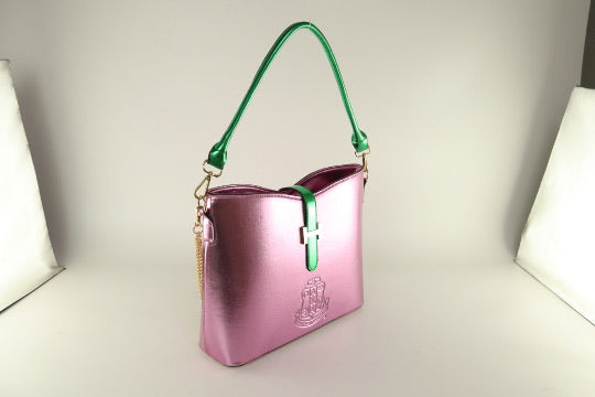 “Beautiful Pearlized Pink & Green HandBag of Distinction II” (IN-STOCK)