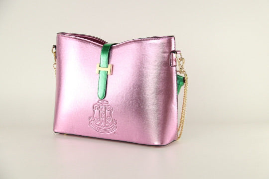 “Beautiful Pearlized Pink & Green HandBag of Distinction II” (IN-STOCK)