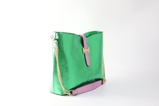 “Beautiful Pearlized Pink & Green HandBag of Distinction II” (IN-STOCK)