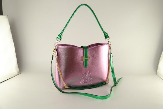 “Beautiful Pearlized Pink & Green HandBag of Distinction II” (IN-STOCK)