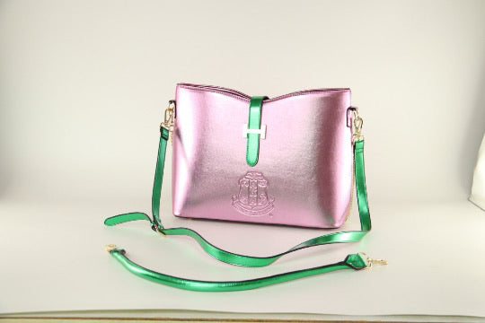 “Beautiful Pearlized Pink & Green HandBag of Distinction II” (IN-STOCK)